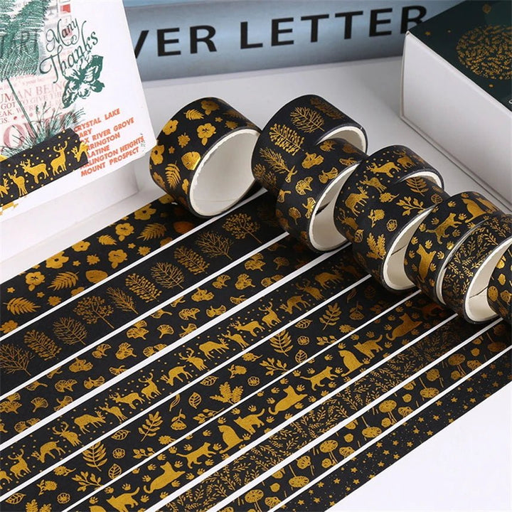 10pcs Washi Tape Set – Starry Sky Gold Leaf for Scrapbooking & Journals - Polendo Design