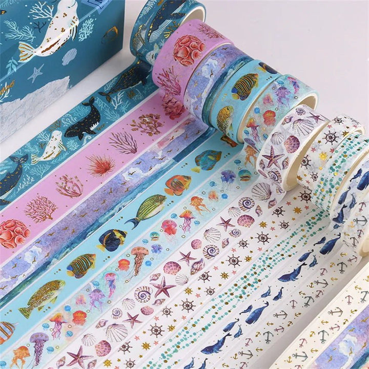 10pcs Washi Tape Set – Starry Sky Gold Leaf for Scrapbooking & Journals - Polendo Design