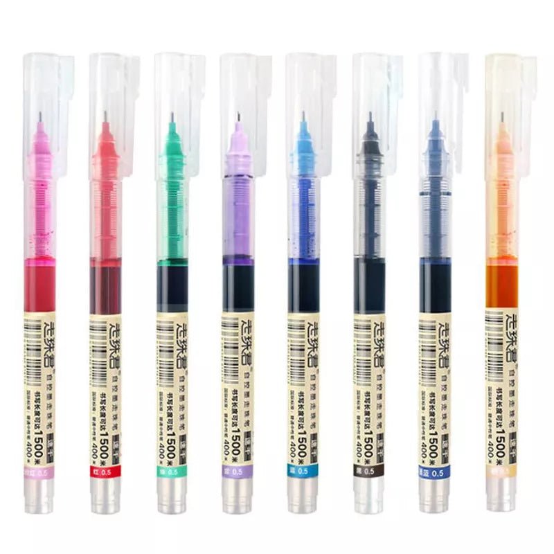 8 - Color Liquid Gel Pen Set – 0.5mm Rollerball Pens for School & Office - Polendo Design