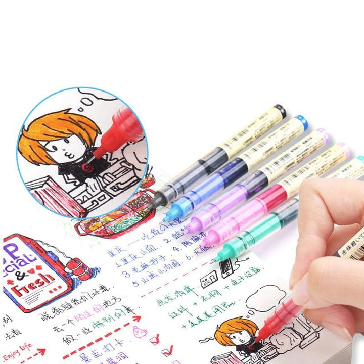 8 - Color Liquid Gel Pen Set – 0.5mm Rollerball Pens for School & Office - Polendo Design