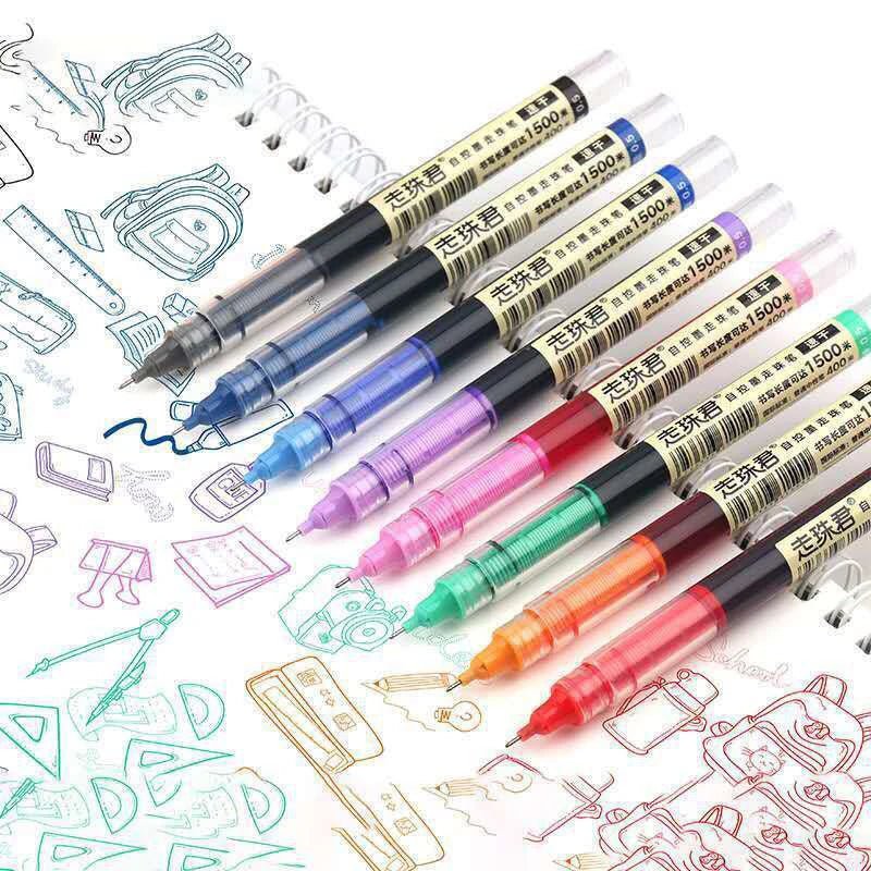 8 - Color Liquid Gel Pen Set – 0.5mm Rollerball Pens for School & Office - Polendo Design