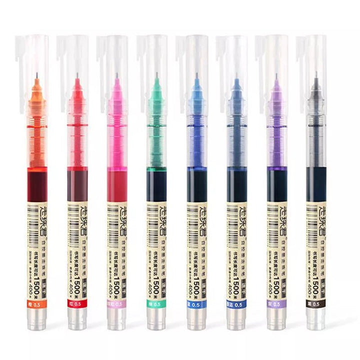 8 - Color Liquid Gel Pen Set – 0.5mm Rollerball Pens for School & Office - Polendo Design