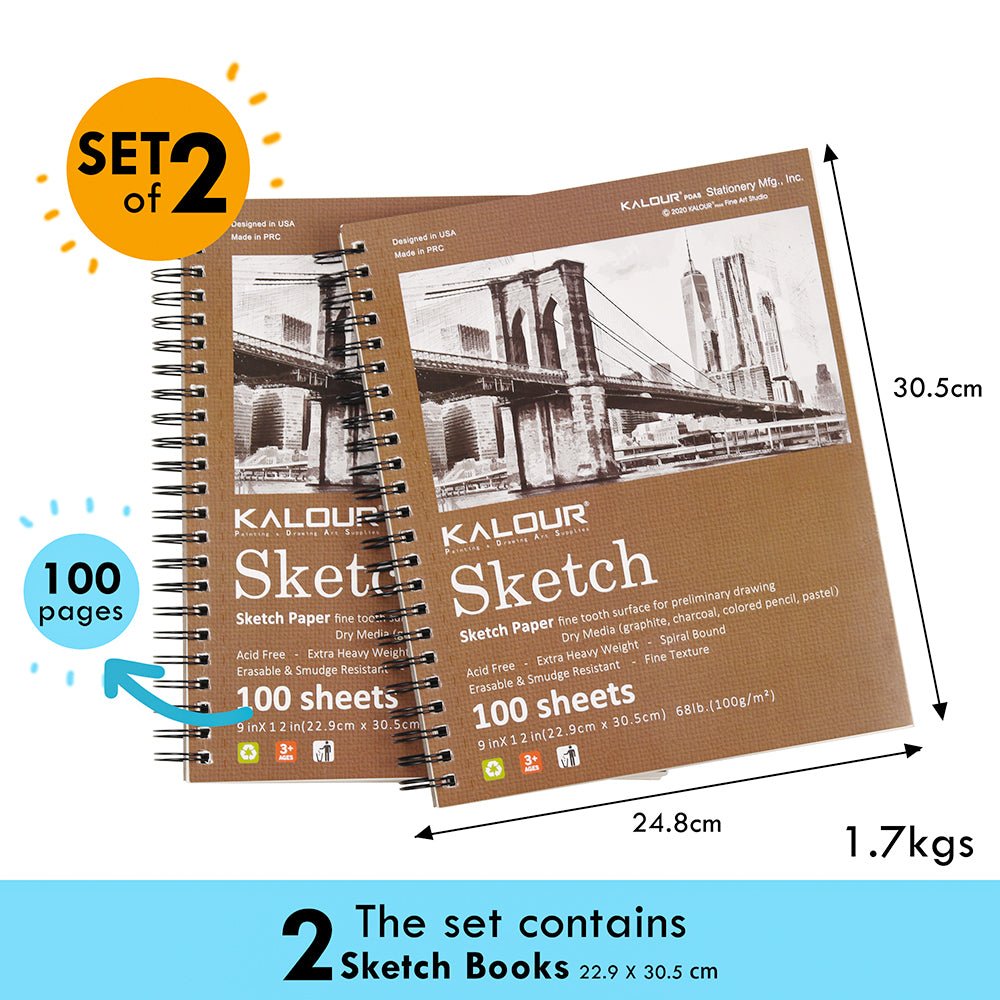 9x12 Mixed Media Sketch Paper Pad – 100 GSM, Rough Texture - Polendo Design