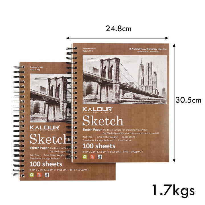 9x12 Mixed Media Sketch Paper Pad – 100 GSM, Rough Texture - Polendo Design