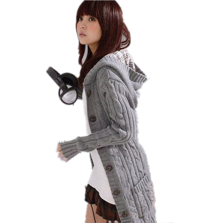 Women's Lattice Hooded Cardigan Sweater