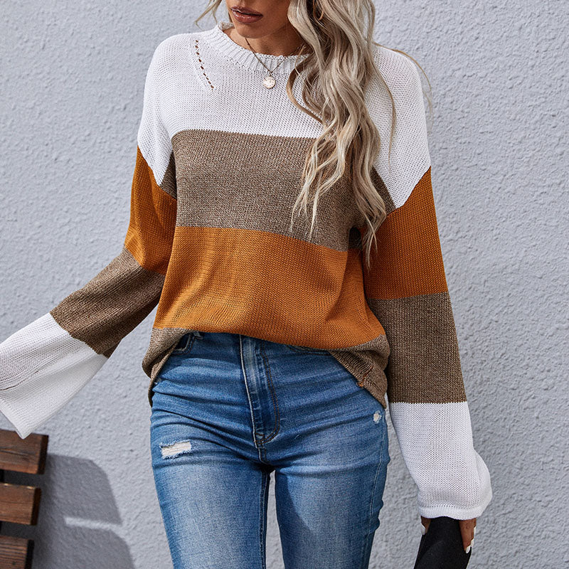 Striped Sweater Pullover For Women's