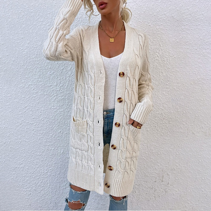 Chunky Cable Knit Cardigan for Women - Polendo Design