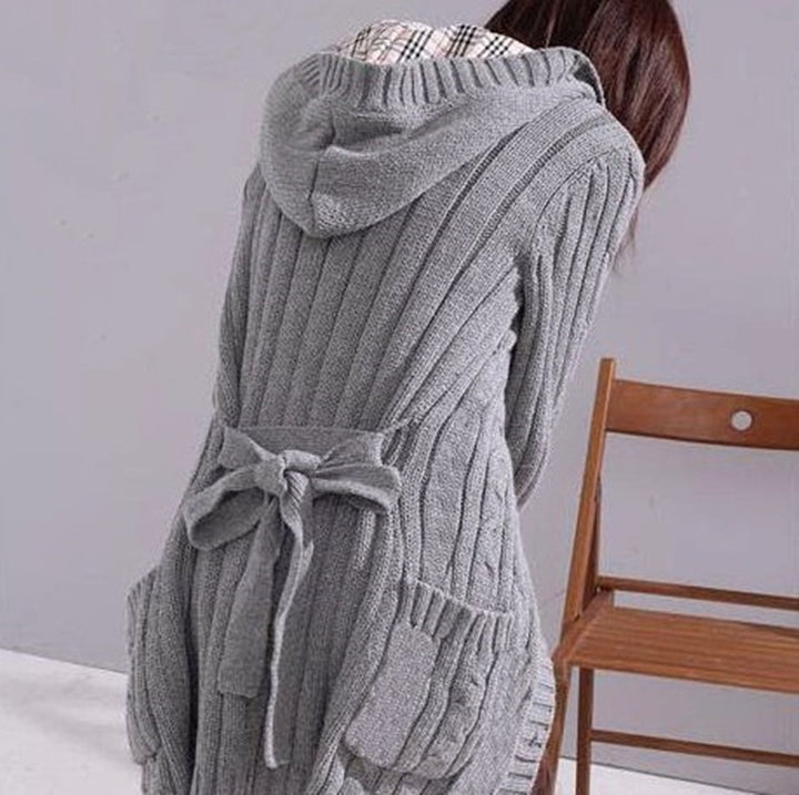 Women's Lattice Hooded Cardigan Sweater