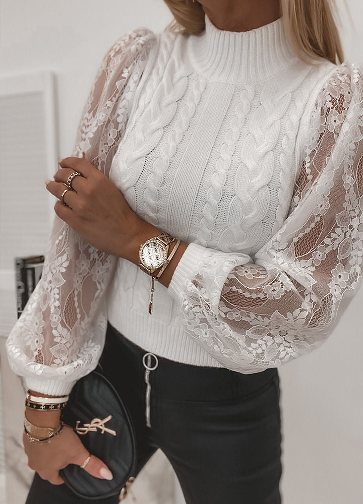 Women's Lace Lantern Knitted Sweater