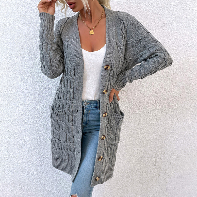 Chunky Cable Knit Cardigan for Women - Polendo Design