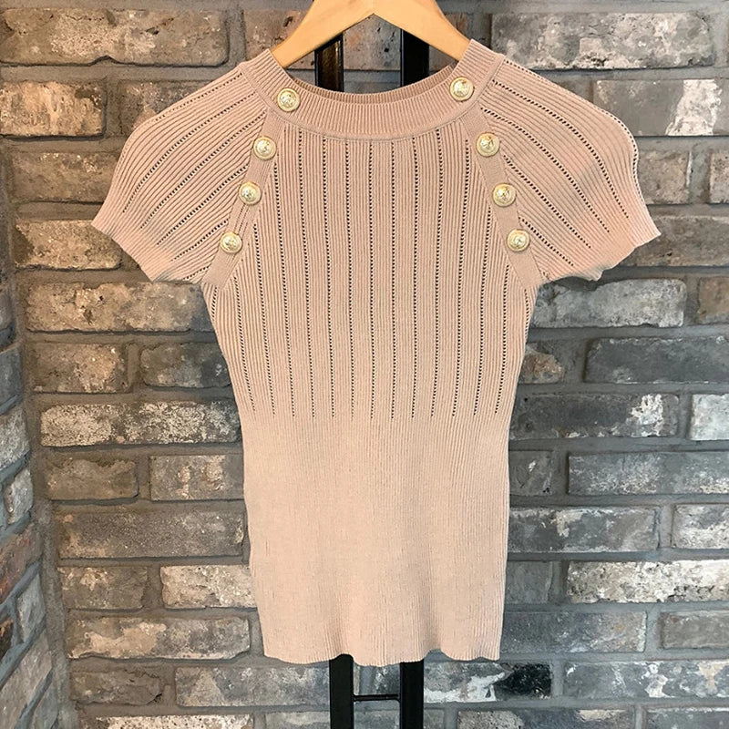 Summer Casual Tops: Knitted Jumper Office Lady Style