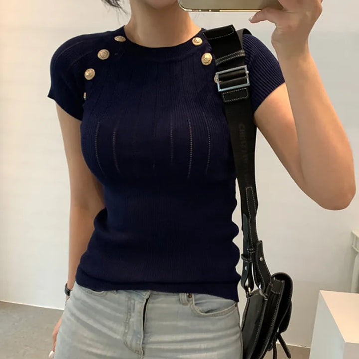 Summer Casual Tops: Knitted Jumper Office Lady Style