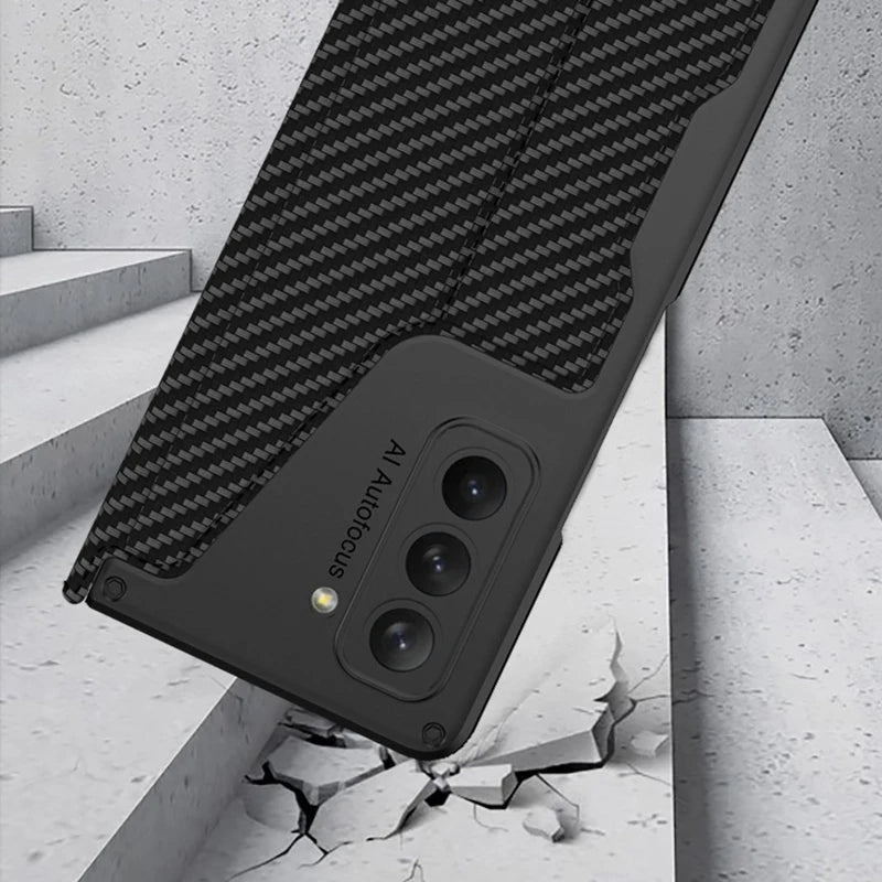 Shockproof Leather Case with Pen Slot for Samsung Galaxy Z Fold 5 - Polendo Design