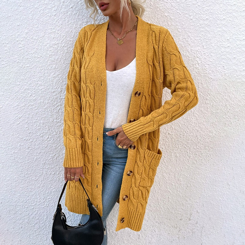 Chunky Cable Knit Cardigan for Women - Polendo Design