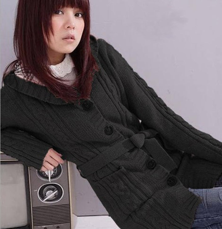 Women's Lattice Hooded Cardigan Sweater