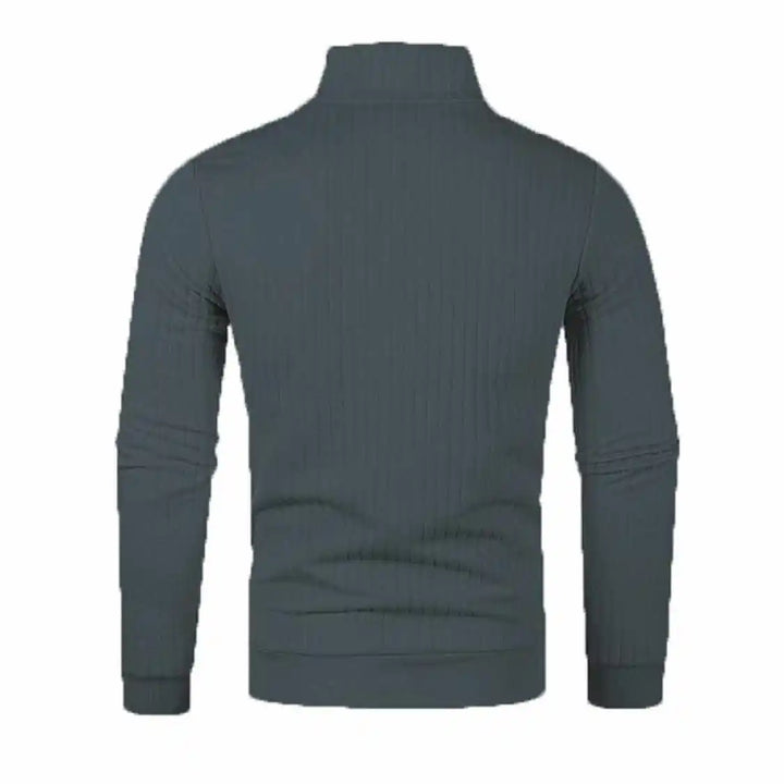 Men Semi Turtleneck Half Zip Knit Sweater