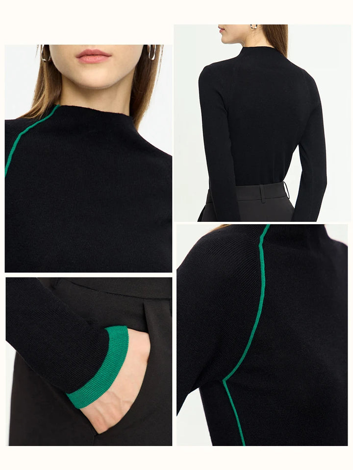 Women’s Simple Knit Long Sleeve Pullover – Slim Fit Casual Sweater