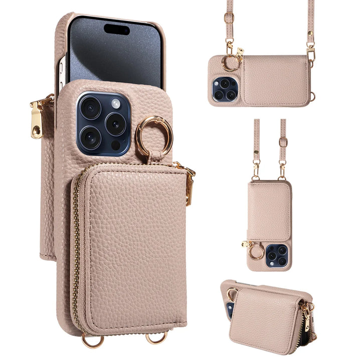 Leather Crossbody Wallet Phone Case for iPhone - Polendo Design
