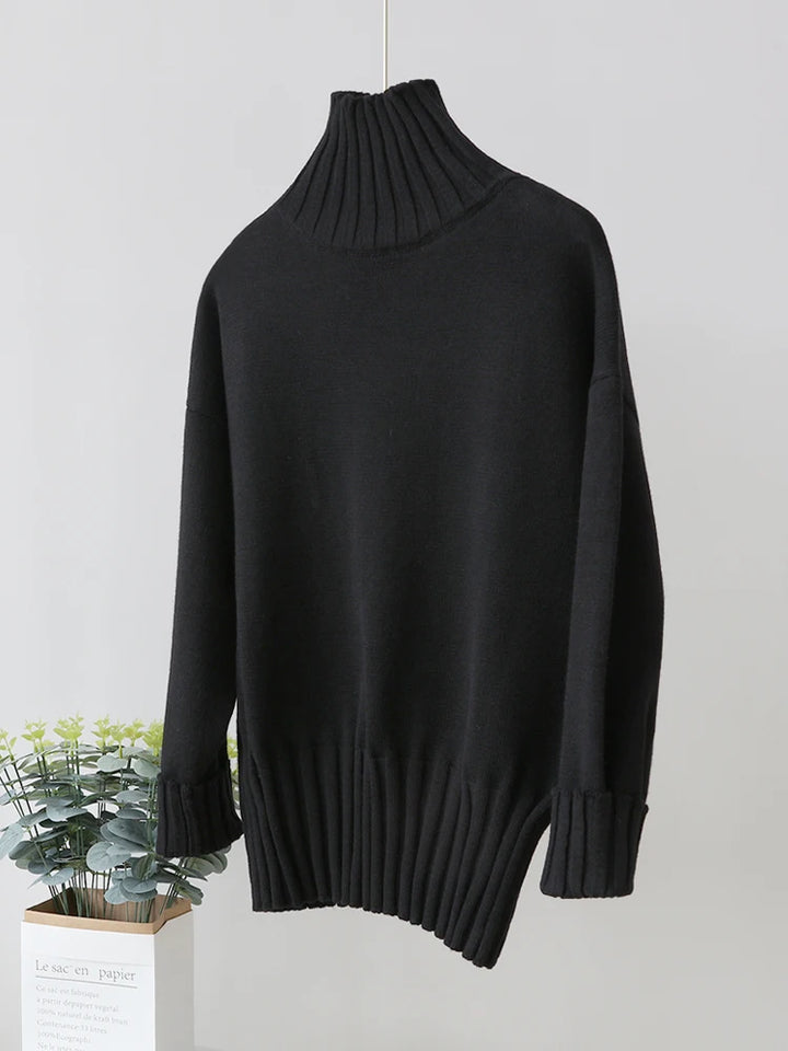 Oversized Knitted Turtleneck Pullover For Women