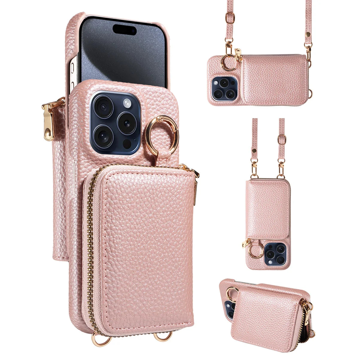 Leather Crossbody Wallet Phone Case for iPhone - Polendo Design