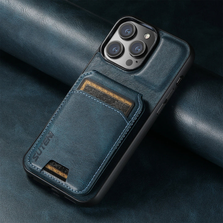 Magnetic Leather Phone Wallet Case Cover for iPhone - Polendo Design