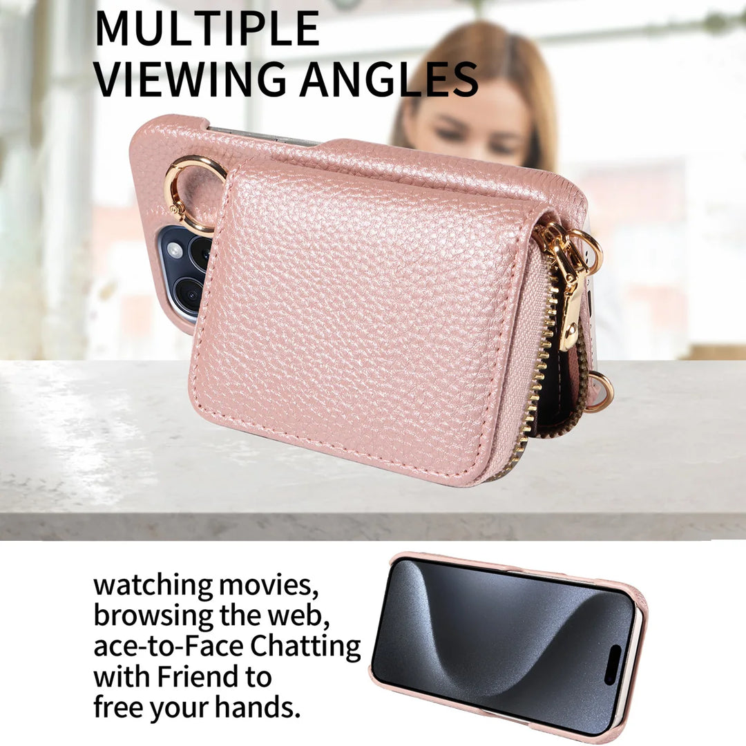 Leather Crossbody Wallet Phone Case for iPhone - Polendo Design