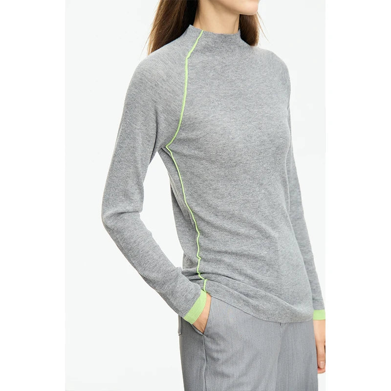 Women’s Simple Knit Long Sleeve Pullover – Slim Fit Casual Sweater