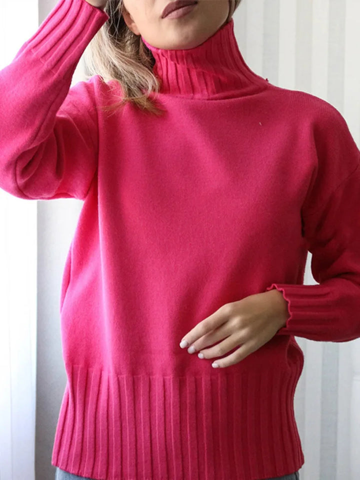 Oversized Knitted Turtleneck Pullover For Women