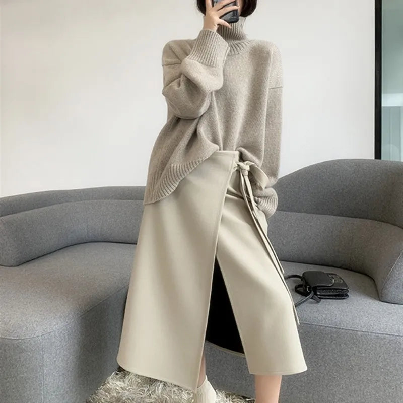 Cashmere Sweater Women High Neck Pullover