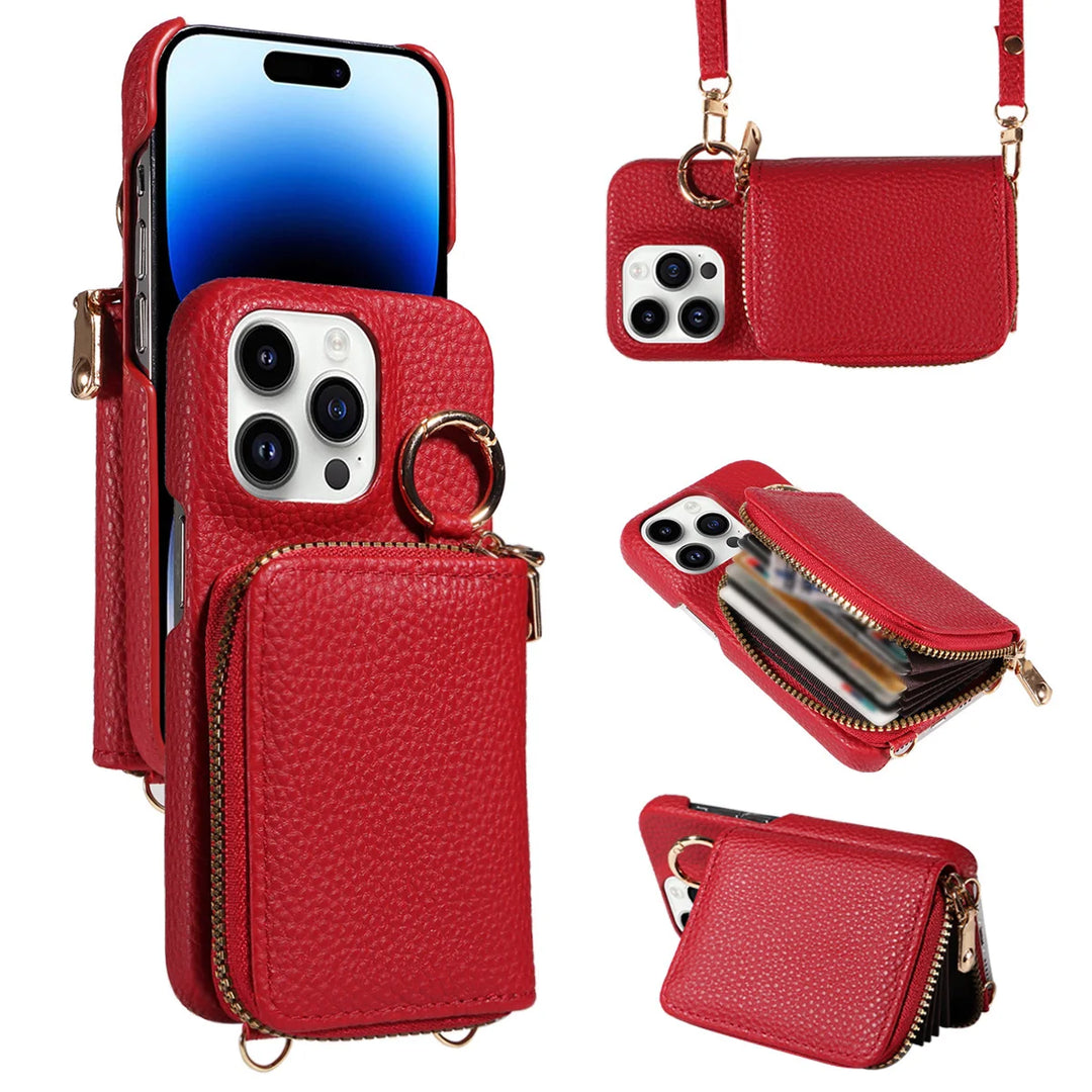 Leather Crossbody Wallet Phone Case for iPhone - Polendo Design