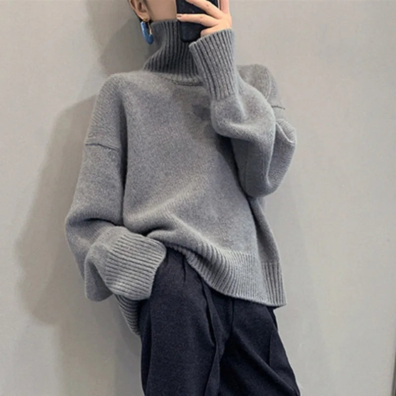 Cashmere Sweater Women High Neck Pullover