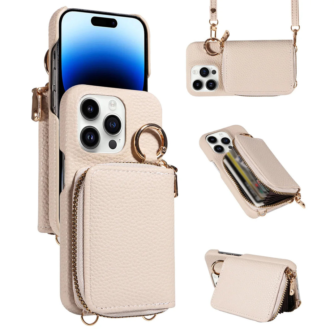 Leather Crossbody Wallet Phone Case for iPhone - Polendo Design