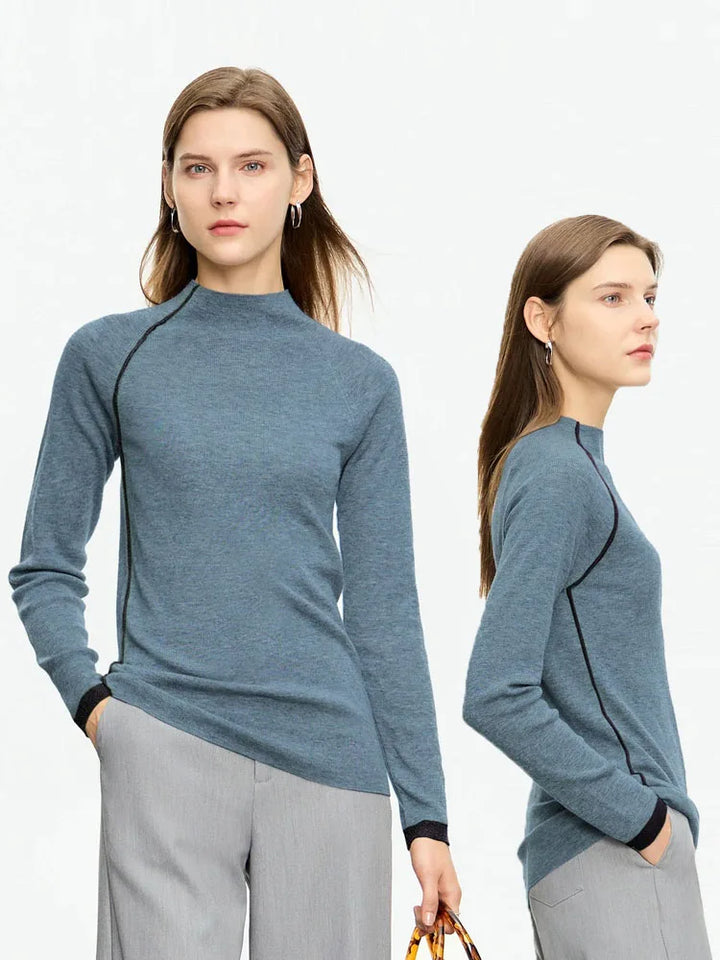 Women’s Simple Knit Long Sleeve Pullover – Slim Fit Casual Sweater