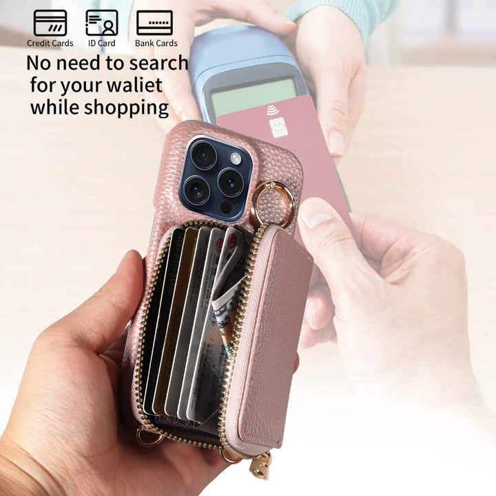 Leather Crossbody Wallet Phone Case for iPhone - Polendo Design