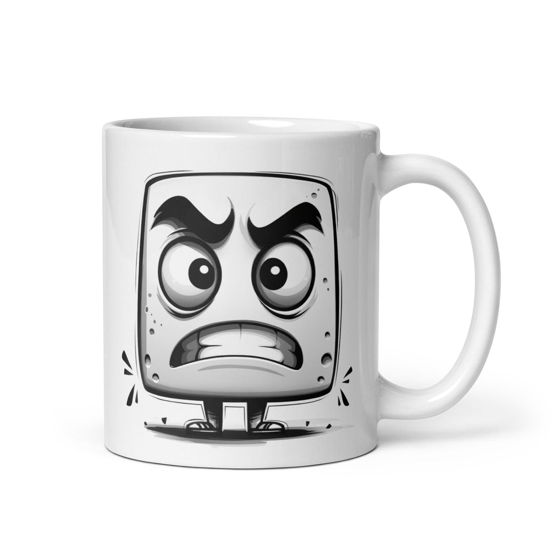 "Angry little block" White glossy mug - Polendo Design