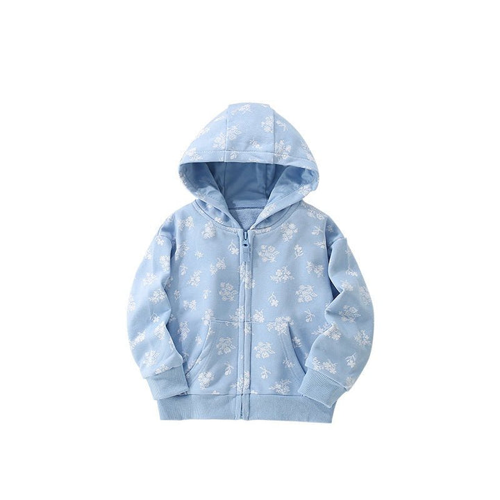 Arrival European and American Style Girls’ Hooded Zip - up Floral Pattern Coat with Long Sleeves - Polendo Design