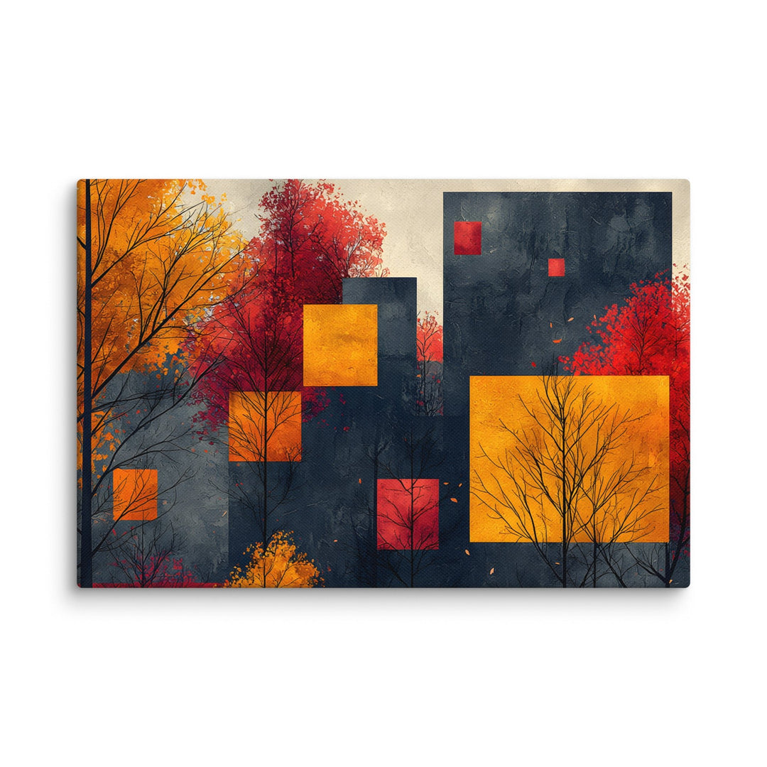 Autumn Geometry Abstract Wall Art Canvas Print - Polendo Design