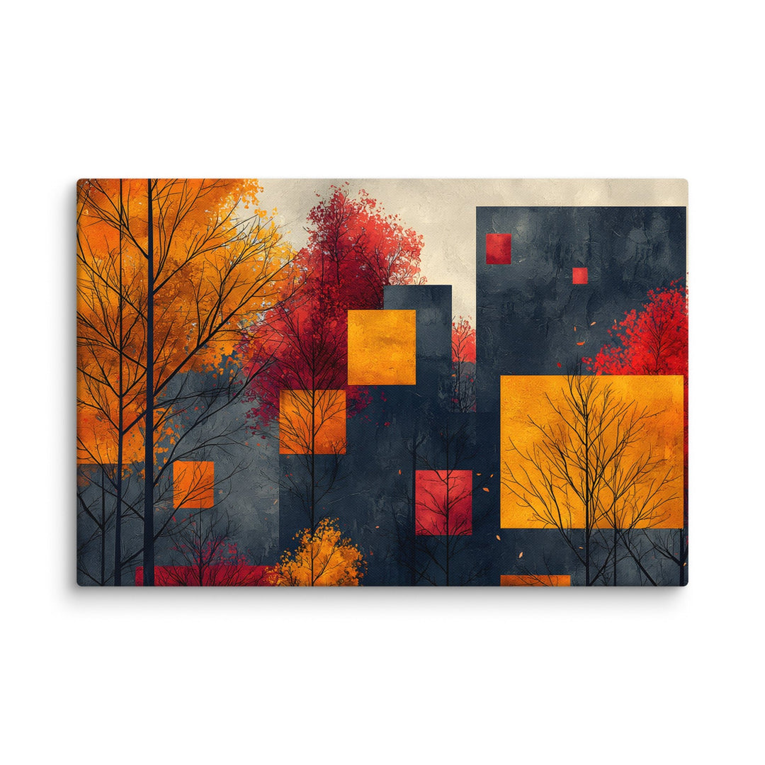 Autumn Geometry Abstract Wall Art Canvas Print - Polendo Design