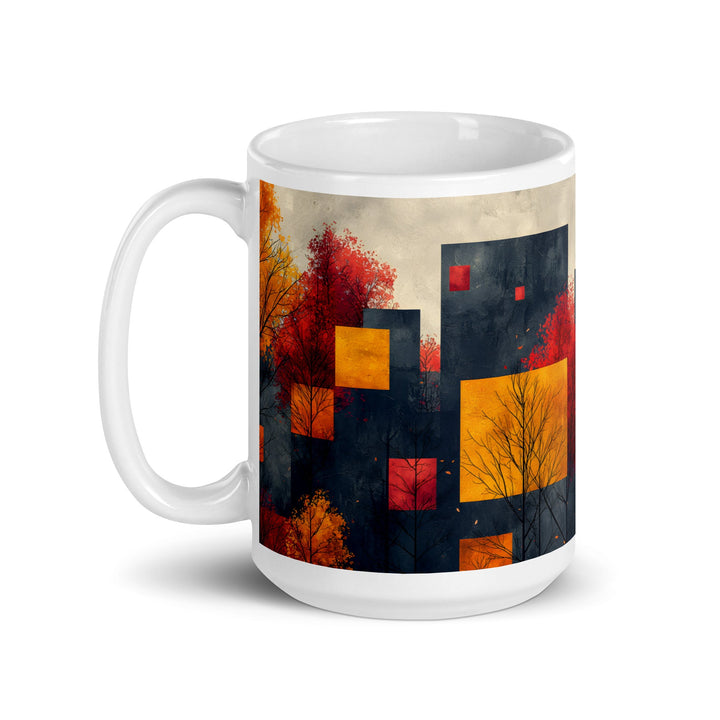 Autumn Geometry Abstract White Glossy Mug - Polendo Design