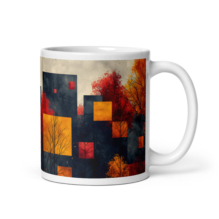 Autumn Geometry Abstract White Glossy Mug - Polendo Design