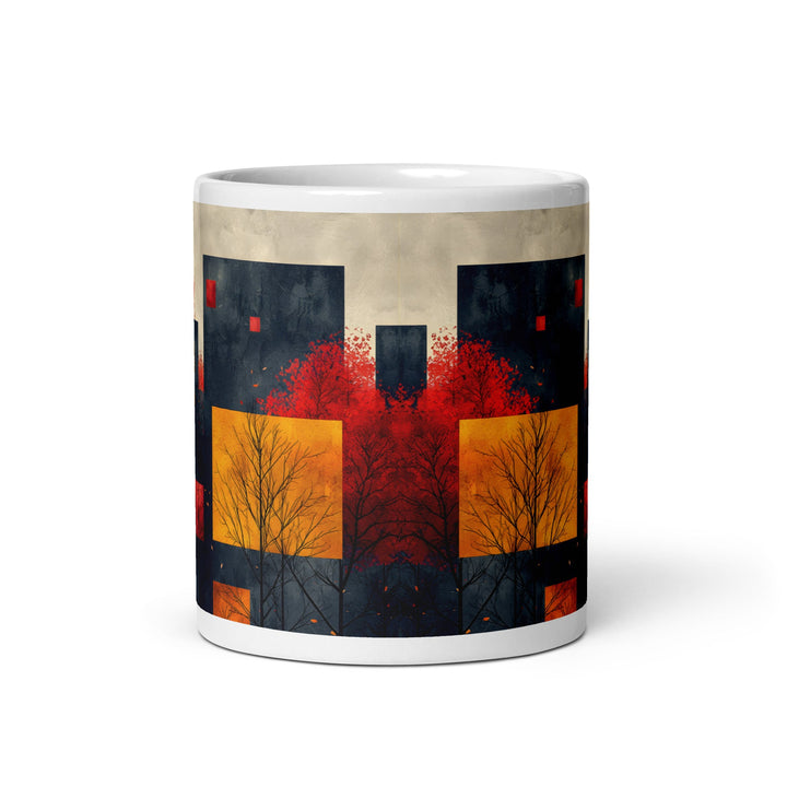 Autumn Geometry Abstract White Glossy Mug - Polendo Design
