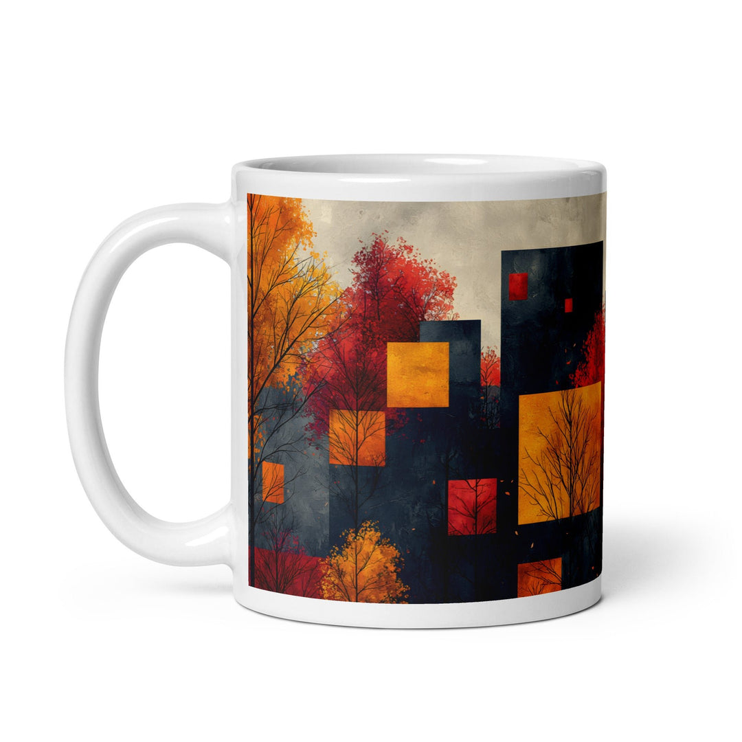 Autumn Geometry Abstract White Glossy Mug - Polendo Design