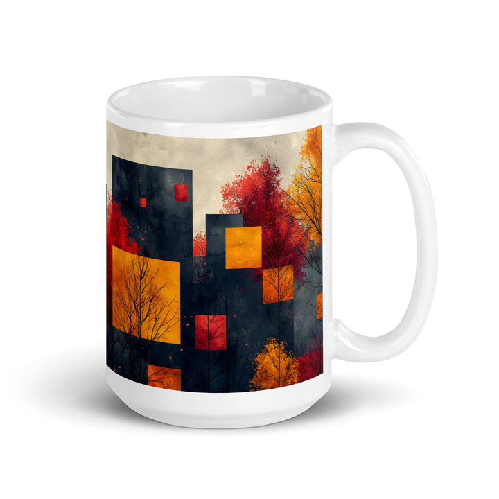 Autumn Geometry Abstract White Glossy Mug - Polendo Design