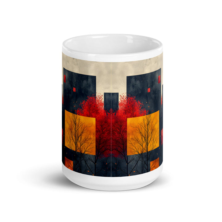 Autumn Geometry Abstract White Glossy Mug - Polendo Design