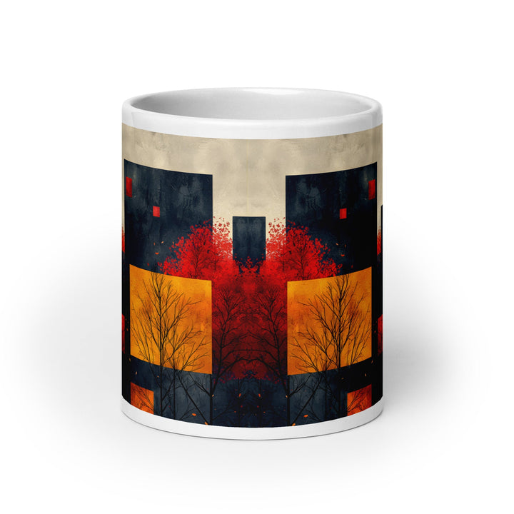 Autumn Geometry Abstract White Glossy Mug - Polendo Design