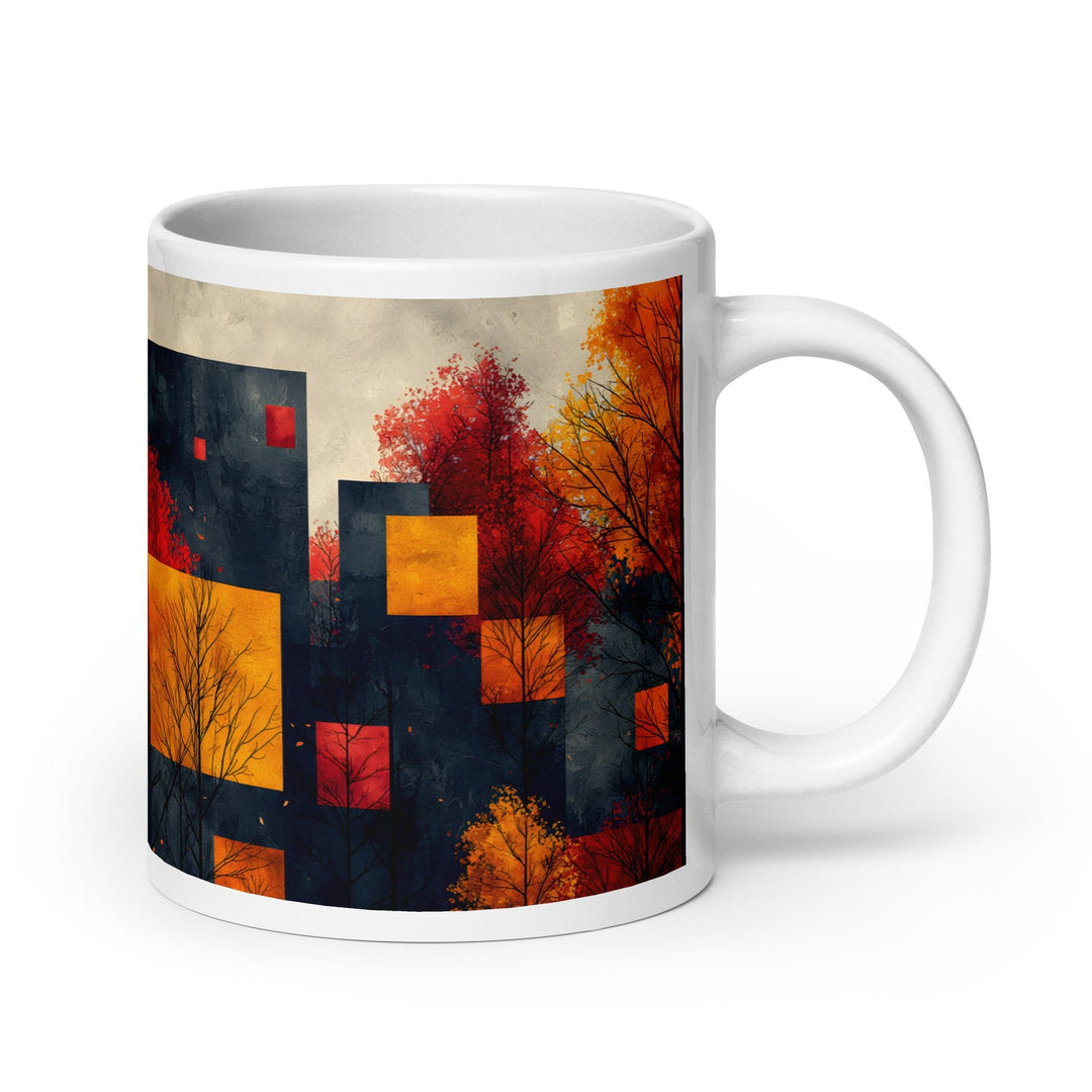 Autumn Geometry Abstract White Glossy Mug - Polendo Design