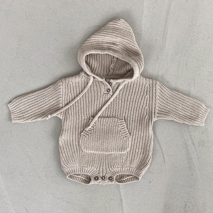 Baby Solid Color Knitted Hooded Triangle Onesies - Polendo Design