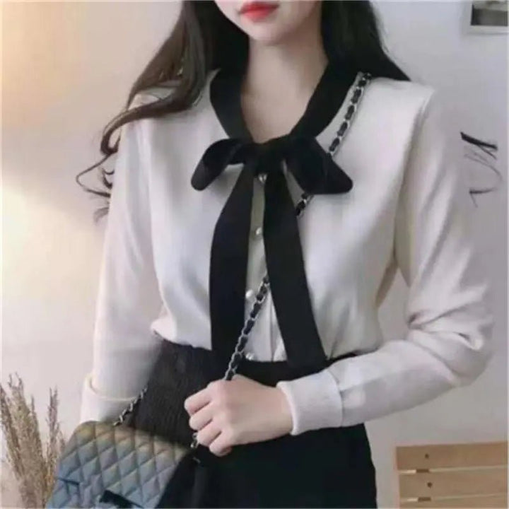 Bow Tie Knitted Pullover Sweater for Women - Polendo Design Ladies apparel