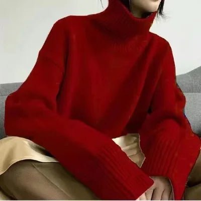 Cashmere Sweater Women High Neck Pullover - Polendo Design