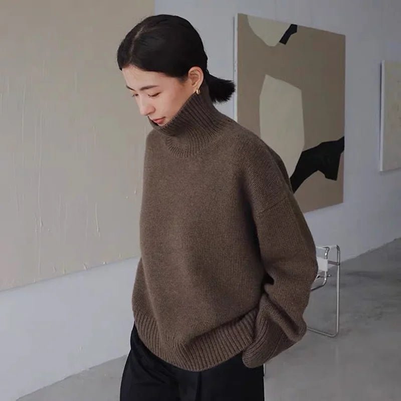 Cashmere Sweater Women High Neck Pullover - Polendo Design